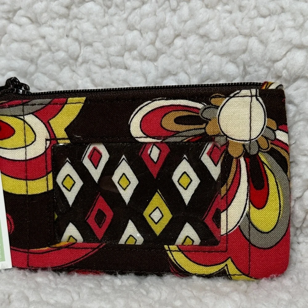 Vera Bradley Puccini Zip ID Case Brown Red Yellow White Retired Designer NWT